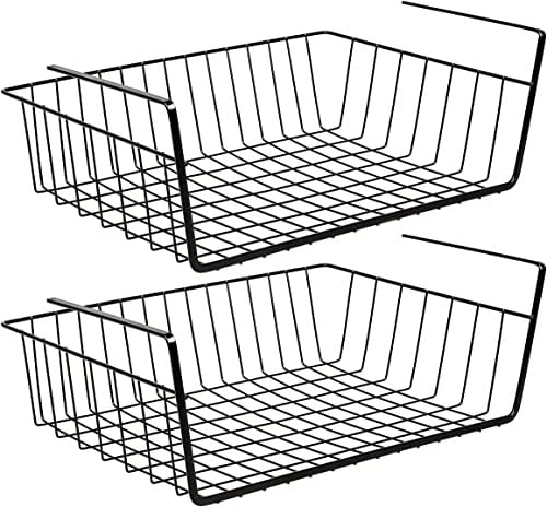 Greenfields Metal Under Shelf Storage Basket - Hanging Metal Wire Storage for Kitchen Organisation, Pantry, Office Use, Crafts, Bathroom or Cabinet - Stackable Design (2)