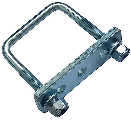 1 Stück quadratische, vierkant M10 U Schrauben, U Bolzen, U Bügel mit Gewinde, Gegenplatten, Sicherungsmuttern, Unterlegscheiben (LW42 x LH100 mm)