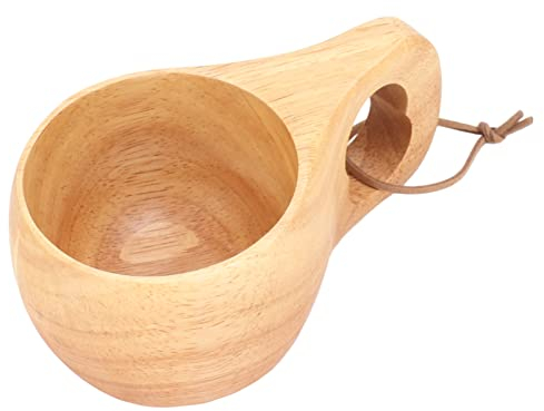 UPQRSG Tazza da Campeggio in Legno con Manico a Mano, Tazza da Caffè in Stile Antico Della Lapponia Finlandese, Tazza da Campeggio Portatile All'Aperto Dal Design Nordico Tradizionale per L'Escursioni