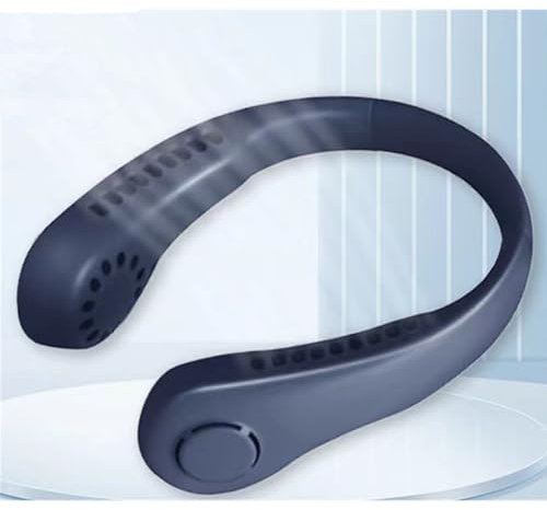 TRIXES Ventilador de cuello azul marino, ventilador personal de 3 modos alimentado por USB, ventilador portátil silencioso para viajes, deportes, oficina