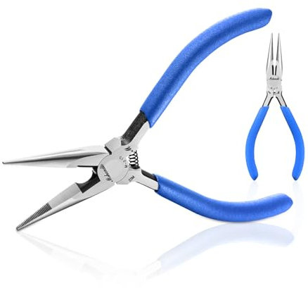 Needle Nose Pliers Set, mshandto 5 Long Nose Pliers for Wire Bending, 2 Pack High Carbon Steel Nose Cutters, Serrated Jaw Plier for Jewelry Making, Electronics Repair, Object Grasping, Craft Making