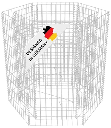 DELUKE Hochbeet Gabione 6-eckig Lissa aus Stahl | 90×100×100cm | Steinkorb Gabionengitter Ziergabione Steingabione Drahtkorb befüllbar