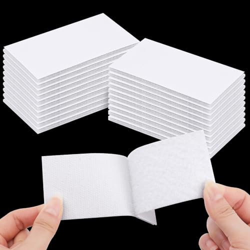 WINKIO 20 PCS Double Sided Sticky Pads Extra Strong, 50mm x 100mm White Strong Adhesive Strips, Extra Sticky Hook and Loop,Strong Heavy Duty Adhesive Pads for Mounting, Hanging or Organizing Items
