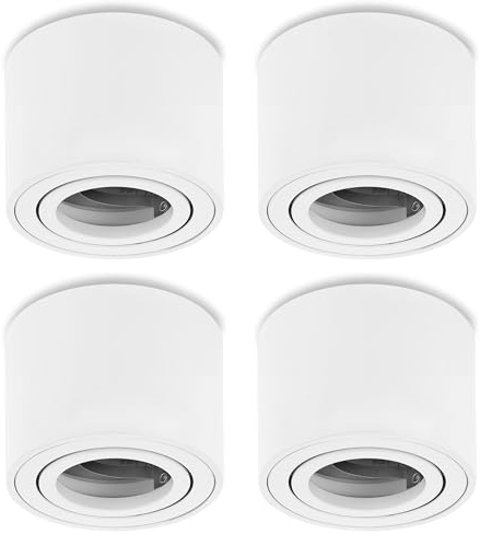 Sweet Led 4x Deckenspots Aufputz flach 50mm Aluminium Aufbauspots schwenkbar Ø 80mm 230V Aufbaustrahler - weiß matt, rund