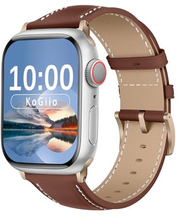 KoGiio Pelle Cinturino Compatibile con Apple Watch 46mm/42mm/44mm/45mm/49mm, Cinturino di Ricambio, Cinturino Compatibile con iWatch Serie 10/9/8/7/6/5/4/3/2/1/SE/SE 2/Ultra 2/Ultra Marrone