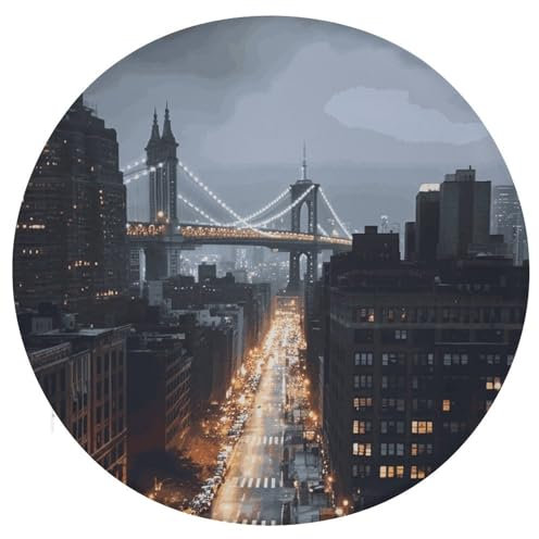 Dwrepo Rundes Sitzkissen New York City, rutschfest, abnehmbar, Stuhlkissen, Hocker, Sitzbezug für Couch, Sofa, Boden, Büro, Küche, 39 cm