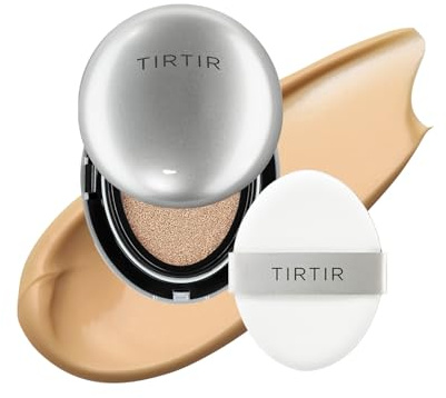 TIRTIR Mask Fit Aura Silver Cushion Foundation | Halb-glänzendes Finish, Natürliche Deckkraft, Feuchtigkeitsspendend, Leicht, Koreanische Cushion Foundation (0,15 Fl Oz), 29N Natural Beige