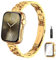 chuangshiji Correa Compatible con Apple Watch 10 46mm Correa Ajustable de Metal de Repuesto para iWatch 10 Series, Pulsera de Acero Inox para Apple Watch Band de Mujer con Funda, Oro