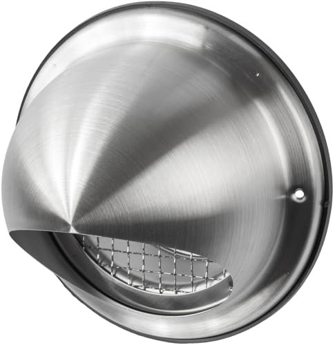 Repa Market Stainless Steel Bull Nose Outdoor Vent Cover with Rubber Seal - 5 Inch/125 mm Round Cowl External Wall Vent Intake/Exhaust with Wire Mesh Grill for Ventilation Protection with Water Drip