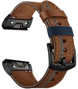 Lederarmband passend for Garmin Fenix ​​5X Plus 5 /Fenix ​​6X 6/ Fenix ​​7X Pro 8 /Tactix 7 /Forerunner 965 Schnellverschlussarmband 26 mm 22 mm(Brown,26mm)