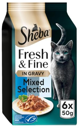 SHEBA Fresh & Fine Cat Pouches with Tuna & Cod in Gravy 6x50g