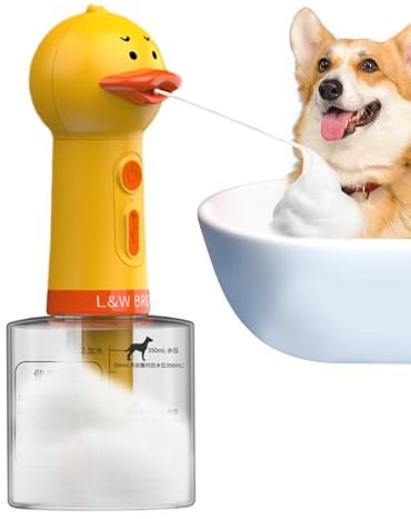 JIEBWCHA Duck Shampoo-Schäumer, Seifenspender für Haustierbaden, 400 ml elektrischer schäumender Shampoospender, automatischer Hundebad-Sprüher, wasserdichter Shampoo-Schäumer für Haustiere mit