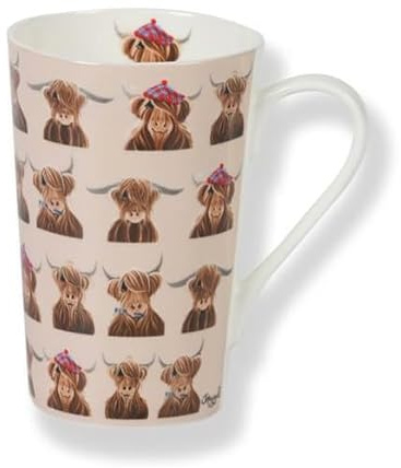 Kilts Wi Hae Scottish 'McMoo Family' Highland Cow Conical China Mug