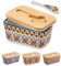 Butterdose Keramik mit Messer und Holzdeckel, vancasso SIMI Hochwertige Butterglocke, Butterdose Porzellan, Böhmischer Butterschale 16.5 x 9.7 x 8cm
