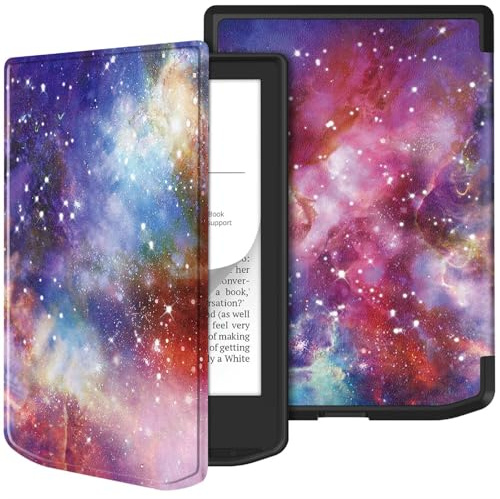 GIOPUEY Coque Compatible avec Vivlio Light/Light HD/Light HD Color, étui en Cuir, Coque arrière en Silicone Souple [étui à Rabat] Texture Semblable à Celle de la Peau - Galaxy