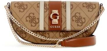 GUESS borsa a tracolla Erenia Convertible Crossbody Flap Latte Logo marrone chiaro