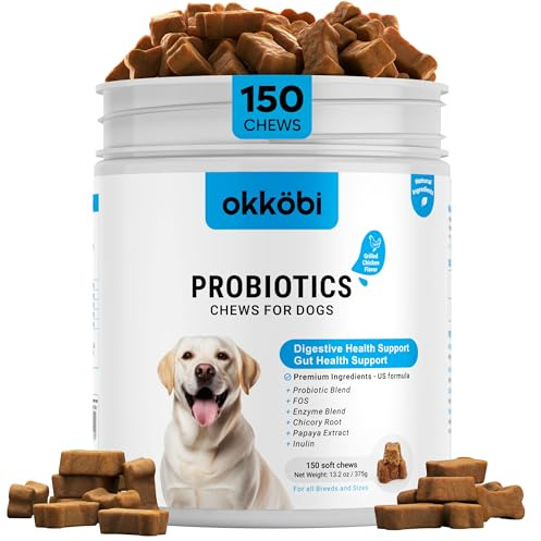 Probiotics for Dogs Chews 150PCs - US Formula with Dog Probiotics, Enzymes & Natural Ingredients - Digestive, Gut Health & Diarrhea Support - Chicken