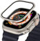 OBAEHH Funda de aleación de aluminio de vidrio templado para Apple Watch Ultra 2, Protector de pantalla antiarañazos de 49mm para iWatch Ultra, película protectora de 49mm(Titanium Color)