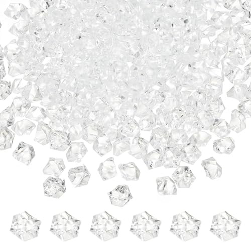 M METERXITY 2500-Pack Fake Ice Rocks 6x9mm Acrylic Gems Diamonds, Clear | Fake Crushed Ice Acrylic Gems Diamonds, for Vase Fillers/Fish Tank/DIY Crafts