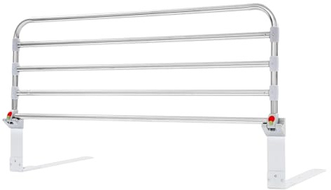 Dettchan Silber Bettgitter Senioren, Elderly Verstellbares Faltbares Sicherheits Edelstahl Bettgeländer Rausfallschutz, für Schlafzimmern, Hotels, Pflegeheimen, Krankenhäusern 90 * 33cm