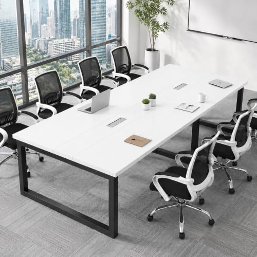 Konferenztisch große– Moderner Besprechungstisch mit Kabelmanagement – Büroarbeitstisch für Seminarraum, Coworking, Besprechungsraum, großer Esstisch - Stuhl Nicht im Lieferumfang enthalten