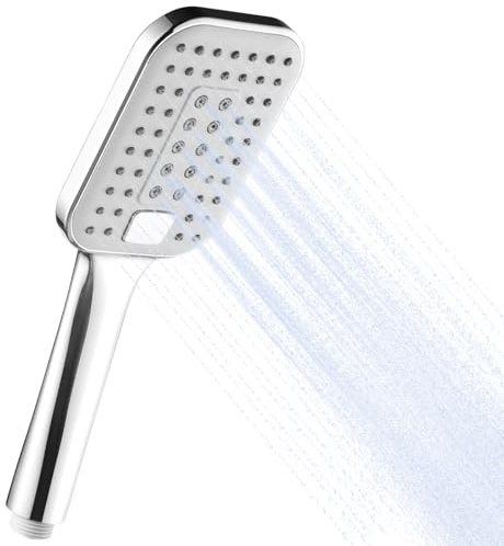 OFFO Square Shower Head with 3 Spray Modes, High Pressure Shower Head Large Powerful Boosting Handheld Showerhead for Low Water Pressure, Chrome