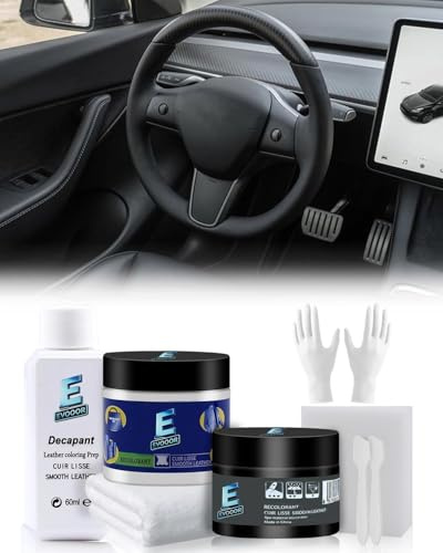 EVOOOR Ensemble de réparation de volant noir (8 pièces) pour Tesla - Enlève la graisse et les rayures, répare les fissures, redonne de la brillance - Pour Model Y/3/S/X (Noir)