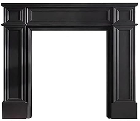 XLIHAWY Moderner Kaminsims, Traditioneller Holz-Konsolentisch Mit Dekorativer Zierleiste, Kaminsims Rundregal Für Eingangsbereich Flur(Schwarz,90x20x110cm)