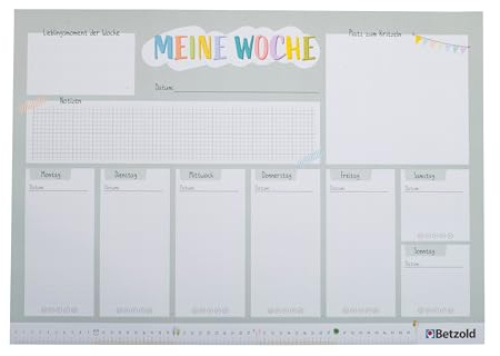 Betzold - Schreibtischunterlage Wochenplan, DIN A2, 60 Blatt - Bürobedarf