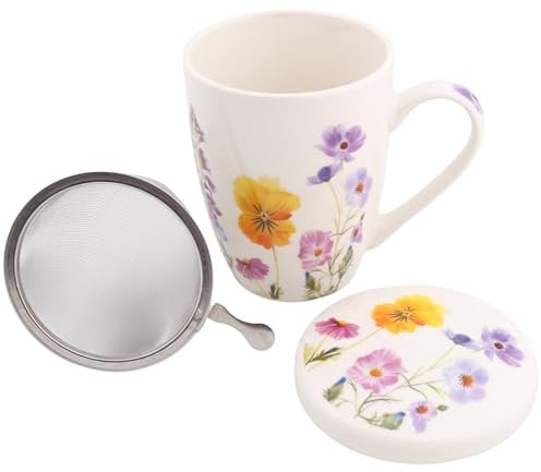 sarcia.eu Juego de té: Taza de porcelana con infusor y tapa para hierbas - envasado en caja de regalo 340 ml (F)