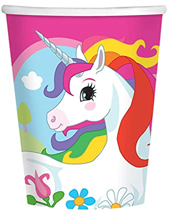 amscan- Unicorn Paper Cups 266ml-8 Pcs Gobelets en Carton, 9902102, Multicolore, 8 Unité (Lot de 1)