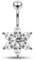 CZ-Stone Flower Design Sterlingsilber mit G23 Titan Banana Belly Bar Piercing klar