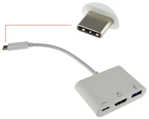 kenable USB-C to HDMI Adapter with USB 3.0 Port and Type-C PD Charging Hub 4K 15cm White