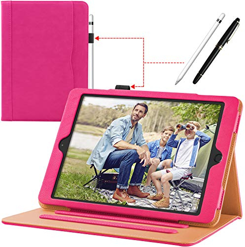 Funda para iPad (9,7 Pulgadas, 2018/2017 Modelo, 6ª / 5ª generación), con Soporte para lápiz, Carcasa con Auto-Sueño/Estela, Compatibles Apple iPad Air 2 / iPad Air Modelo, Rosa