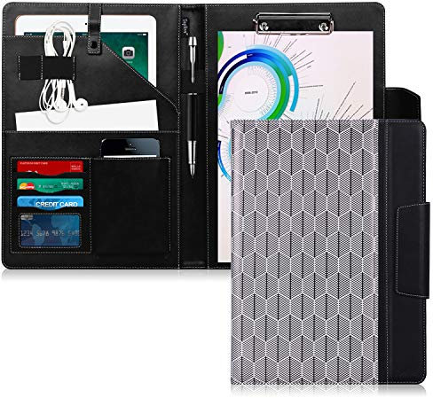Toplive A4 Leder-Konferenzmappe Business Padfolio mit A4 Schreibblock, Kartenhalter, Tablet-Hülle (bis zu 10,5 Tablet), Portfolio-Ordner für Business, Schule, Büro, Konferenz