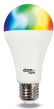 Beghelli - Lampadina LED E27 Alexa Smart GOCCIA 11W RGB-CCT WiFi, Compatibile con App, Domotica Facile, Regolazione Colori e Luce Calda/Fredda, Controllo Vocale per Google Assistant, 1 Unità, Bianco