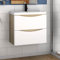 600mm 2 Drawer Wall Hung Bathroom Cabinet Vanity Sink Unit with Basin,Oak Body White Drawer Surface
