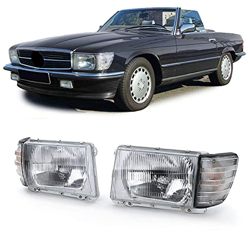 Tenzo-R Scheinwerfer mit LWR Paar mit weißen Blinkern für Mercedes SL R107 SLC C107