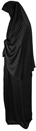 Yaqeen zweiteiliges Gebetsset, Kopftuch und Rock, Einheitsgröße, Khimar, Hijab Lycra Gebetskleid, schwarz