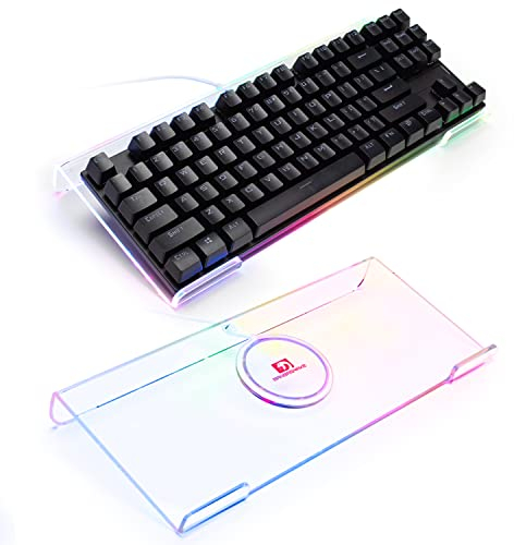 MAMBASNAKE Supporto per Tastiera del Computer Ergonomic PC Keyboard Holder Riser, Gaming Accessories for Desk, 366 RGB Backlit per mini 60% or 80% 100% Tastiera, Clear Acrilic Stand per Ufficio e Casa