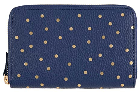 DRAEGER Damen, Goldfarbene Punkte, Marineblau Geldbörse, Royalblue