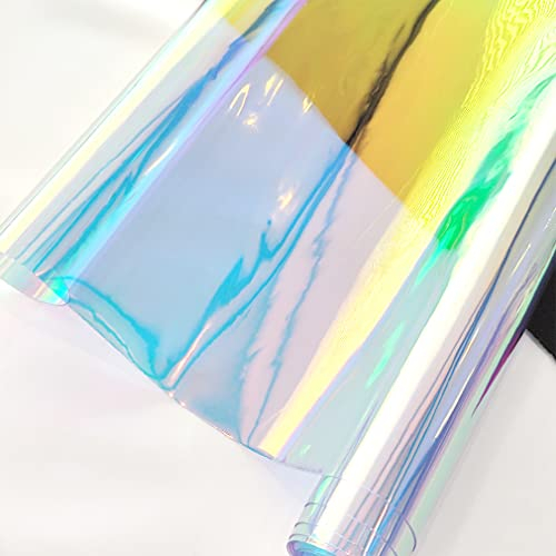 30cmx135cm Holografisches Vinylgewebe Rollen, schillernder transparenter PVC-Stoff, Wasserdicht Kunstleder Für Kunsthandwerk, DIY-Dekoration (Irisierendes Blau)