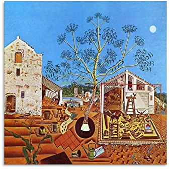 The Farm by Joan Miro Surrealismus, Kunstdruck, Leinwandbild, Wandkunst, moderne Dekoration, 40 x 40 cm