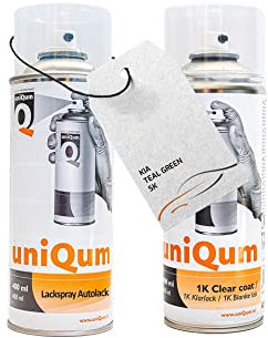 uniQum Spraydose Autolack + Klarlack für KIA TEAL GREEN SK Autolack Reparatur 2x 400 ml