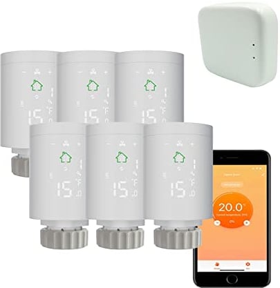 Qiumi Smart ZigBee 3.0 Thermostatic Radiator, Programmable Valve, Remote Voice Control and Alexa Application 6+1