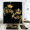 Arttown Schwarzes Badezimmer-Set mit Duschvorhang und Teppich-Zubehör, schwarz-goldenes King- und Queensize-Duschvorhänge, afrikanische amerikanische Badezimmer-Dekoration, 4-teilig