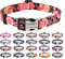 Mihqy Personalisiertes Hundehalsband mit Eingraviertem Namen und Telefonnummer - Weich & Komfort Hunde Halsband Hundehalsbänder für Kleine Mittlere Große Hunde(Rot Floral A,M)