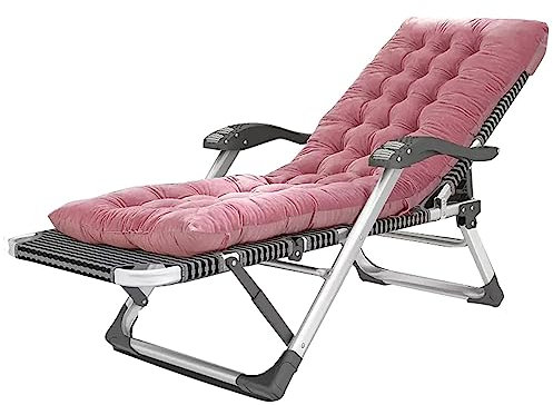 Gartenstuhl Sonnenliege Hoch Senioren mit Kissen Saunaliege Auflage Extrabreit Liegestühle Liege mit Kissen Gartenliege Liegender Recliner Relaxliege für Erwachsene, Reisen, Büro, Angeln (Farbe : #3