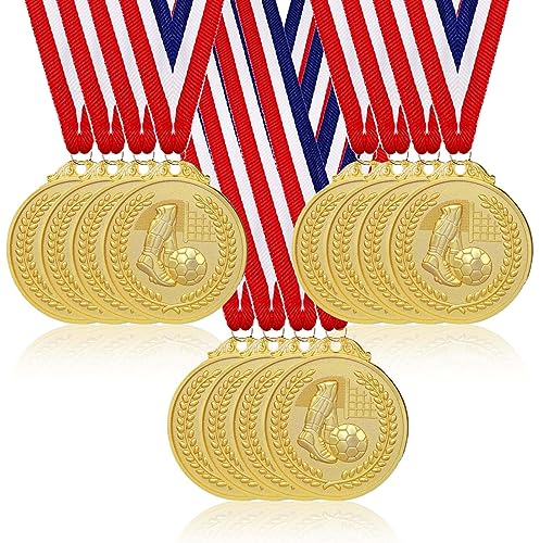 Médailles pour enfants : 12 pièces médaille d'or en métal médaille gagnante de style olympique avec rubans, prix des jours de sport, médailles d'anniversaire d'enfants pour fête de sport, compétition,