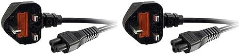 C2G 2 Metre C5 Laptop Power Cable (IEC60320C5 to BS1363) 6 Foot Cloverleaf Power Cord (Pack of 2)
